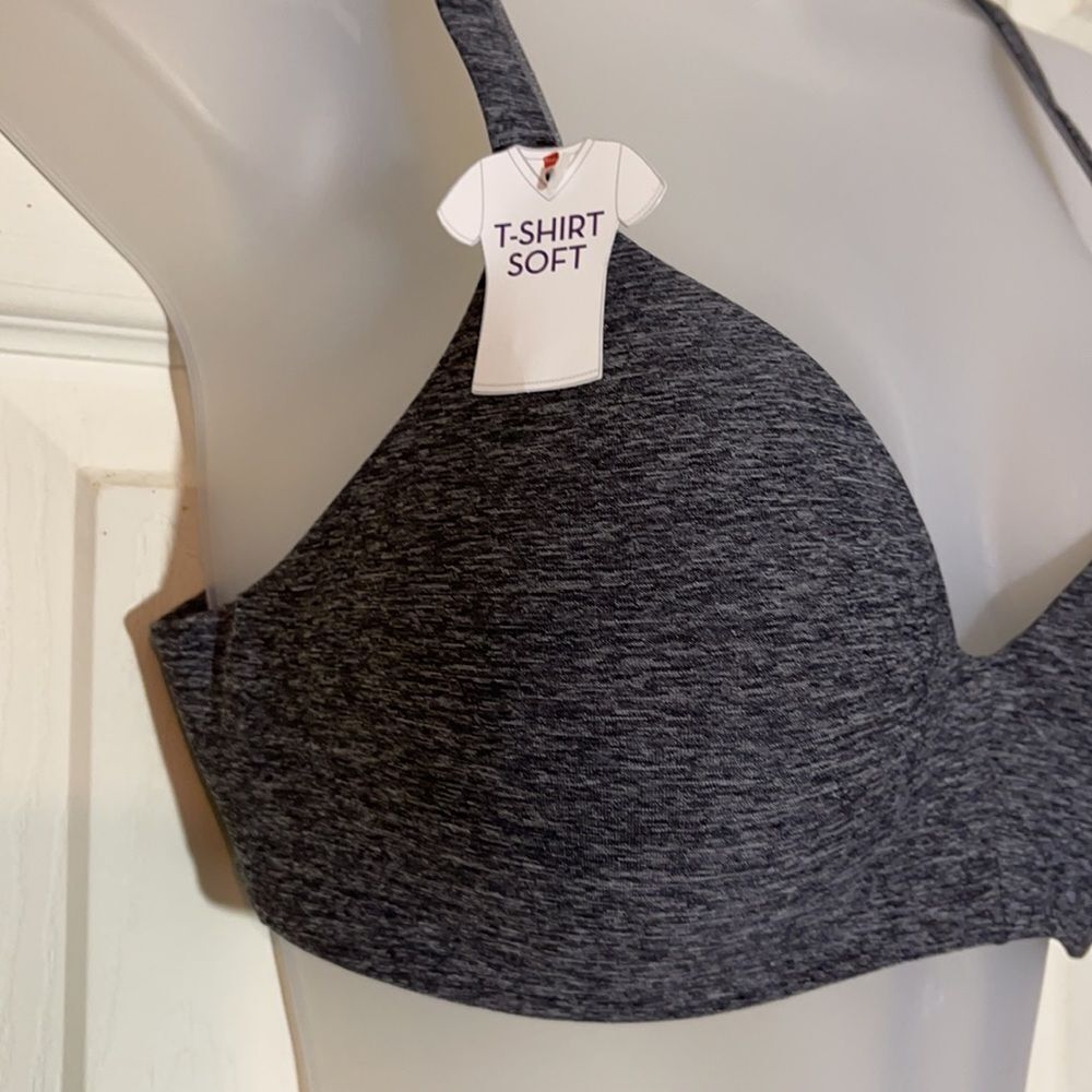 Hanes Cool Comfort Ultimate Tee Shirt Bra Dark Gray 36B NWT - Picture 5 of 14